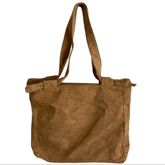 Simple Faux Suede Tote Brown - Picture 2 of 4